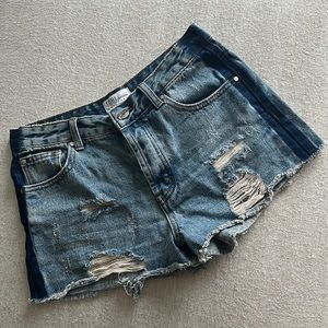 Distressed denim shorts, size 27